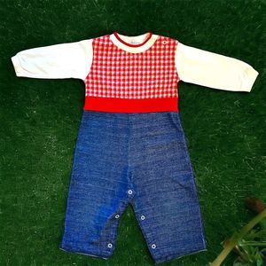 Vintage Romper Jumper Health-Tex One Piece Red White Blue 70s 80s USA 24 Months
